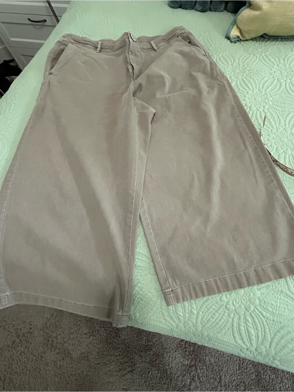 J.Jill Khaki Tan Cotton Twill Cropped Wide-Leg Pants Size 18 Gently Worn..Cute!